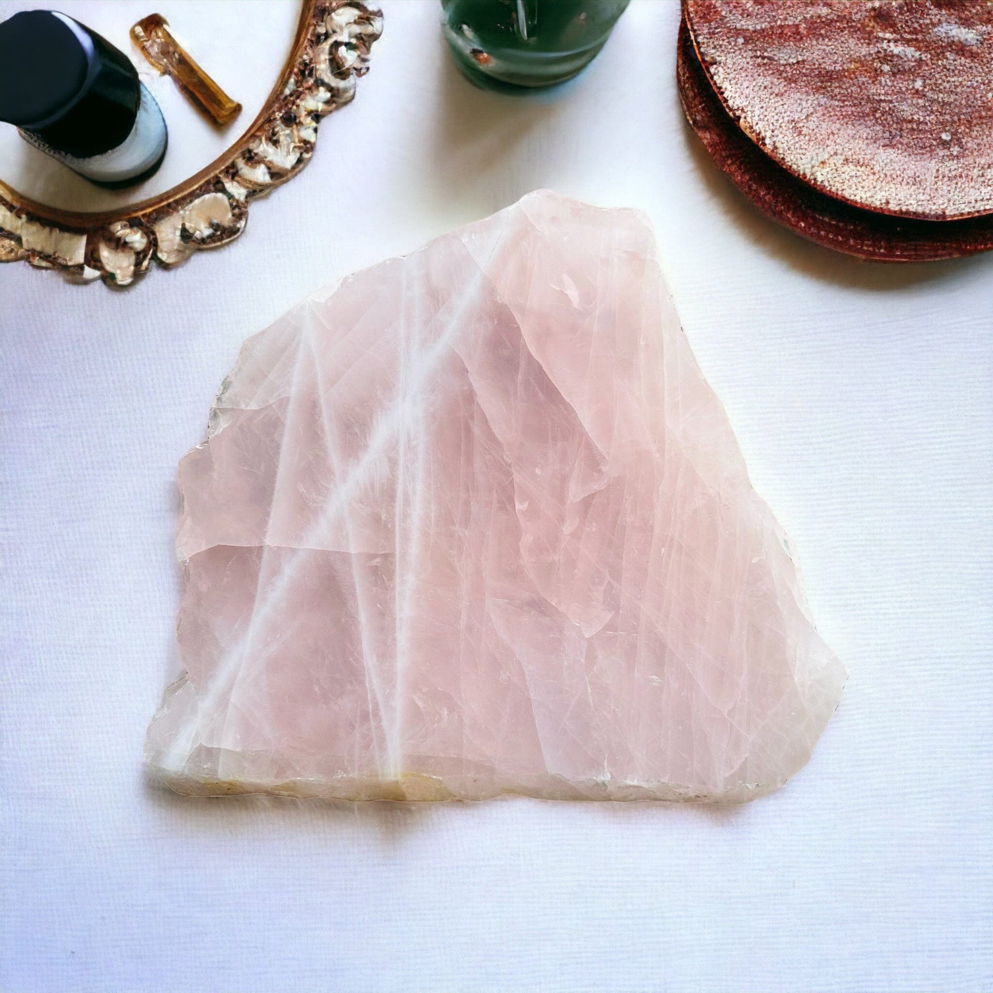 Rose Quartz Platter displayed as home decor 