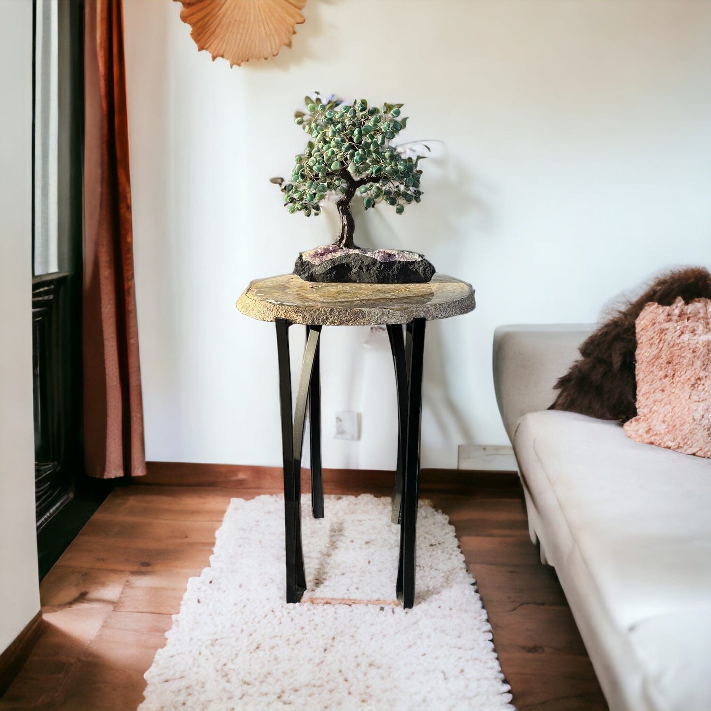 Natural Agate Crystal Table displayed as home decor 