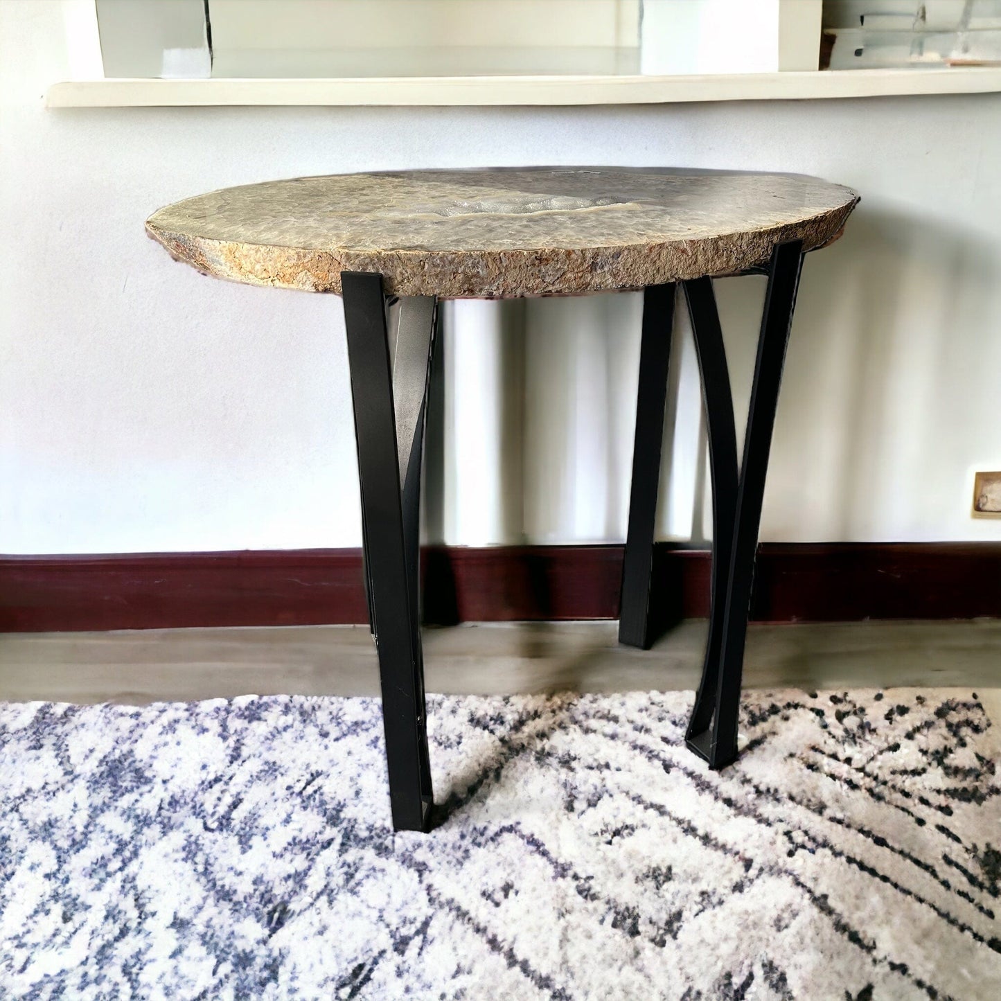 Natural Agate Crystal Table displayed as home decor 