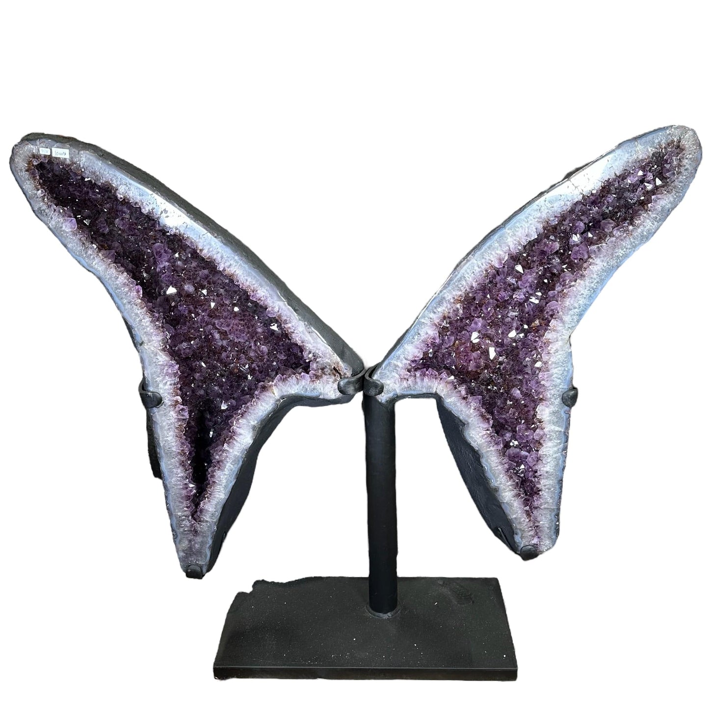 Amethyst Wings on custom Black Metal Stand - Crystal Decor -