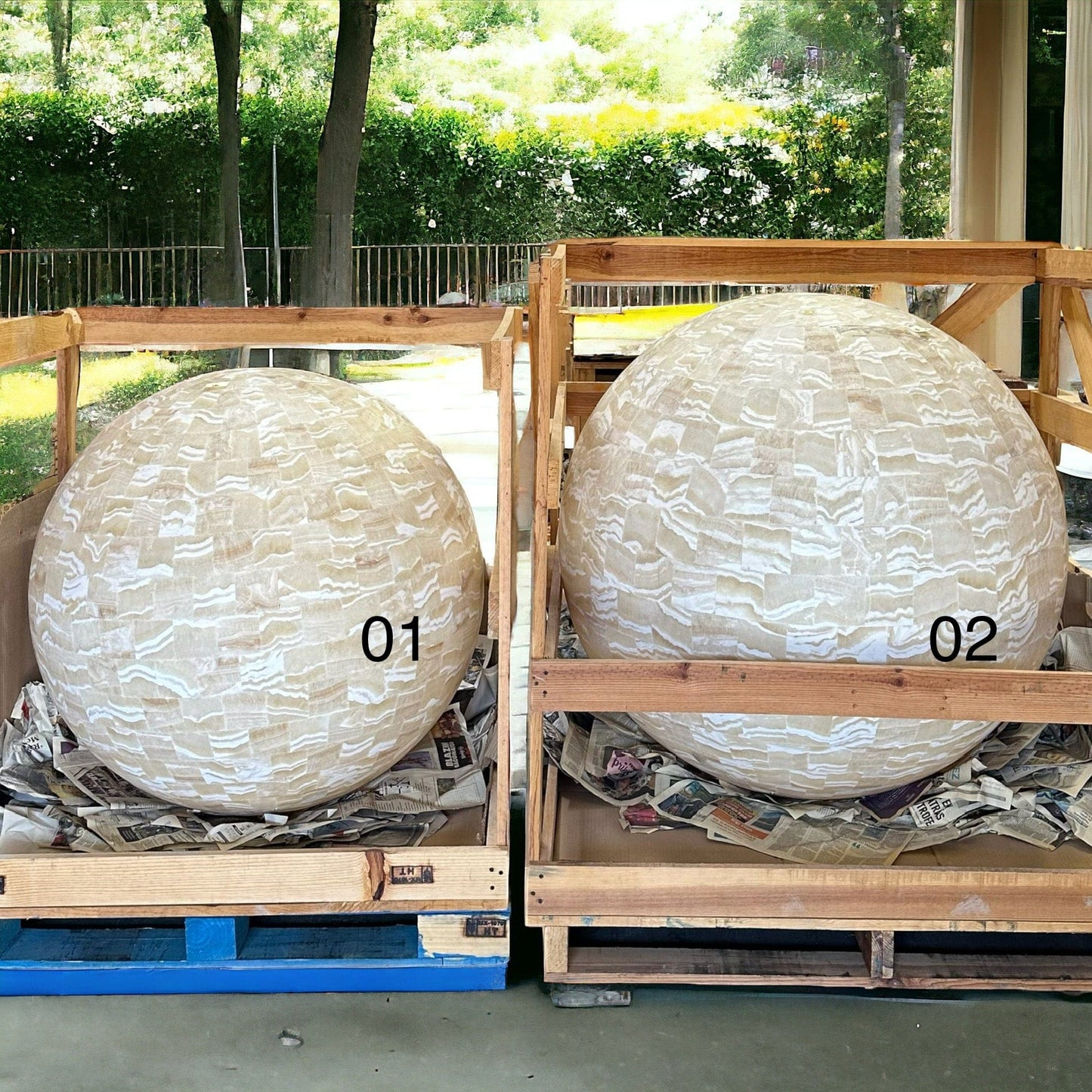 Huge Mexican Onyx Sphere Lamps - You Choose -