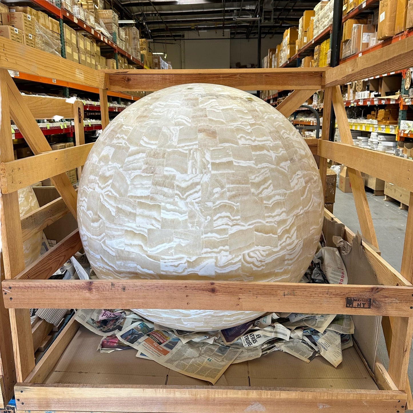 onyx lamp will be shipped in custom crate