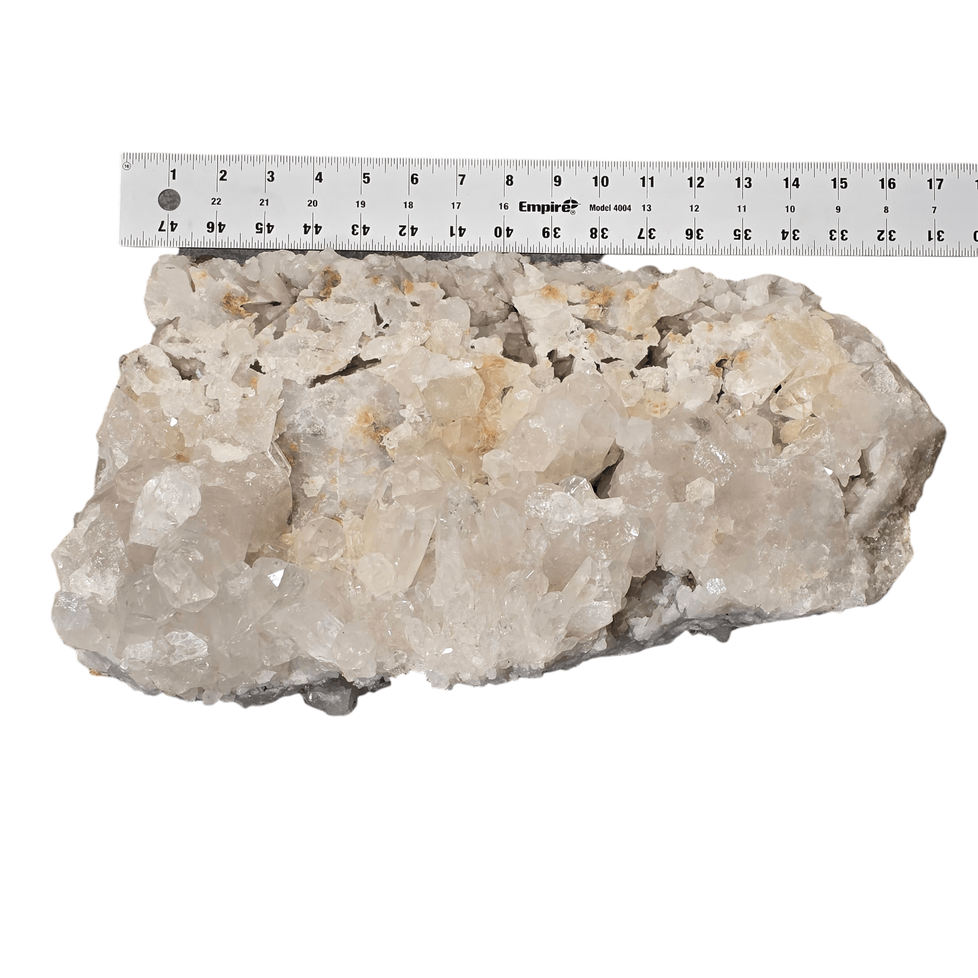 Giant Crystal Quartz Cluster #3 top view with ruler for size reference