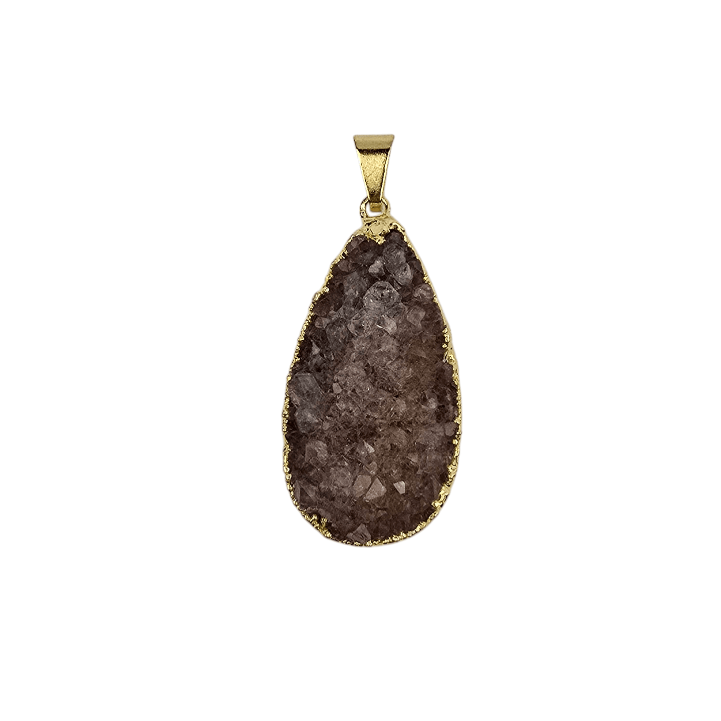 Amethyst Druzy Crystal Teardrop Pendant with 24k Gold Electroplated Edge and Bail