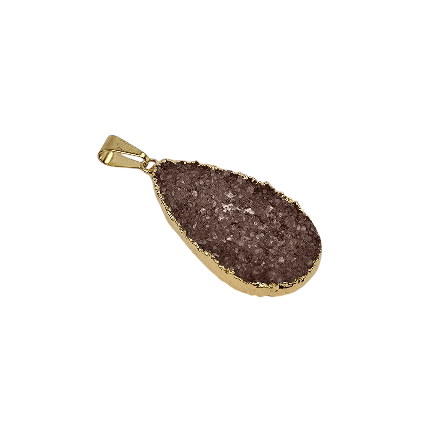 Amethyst Druzy Crystal Teardrop Pendant with 24k Gold Electroplated Edge and Bail