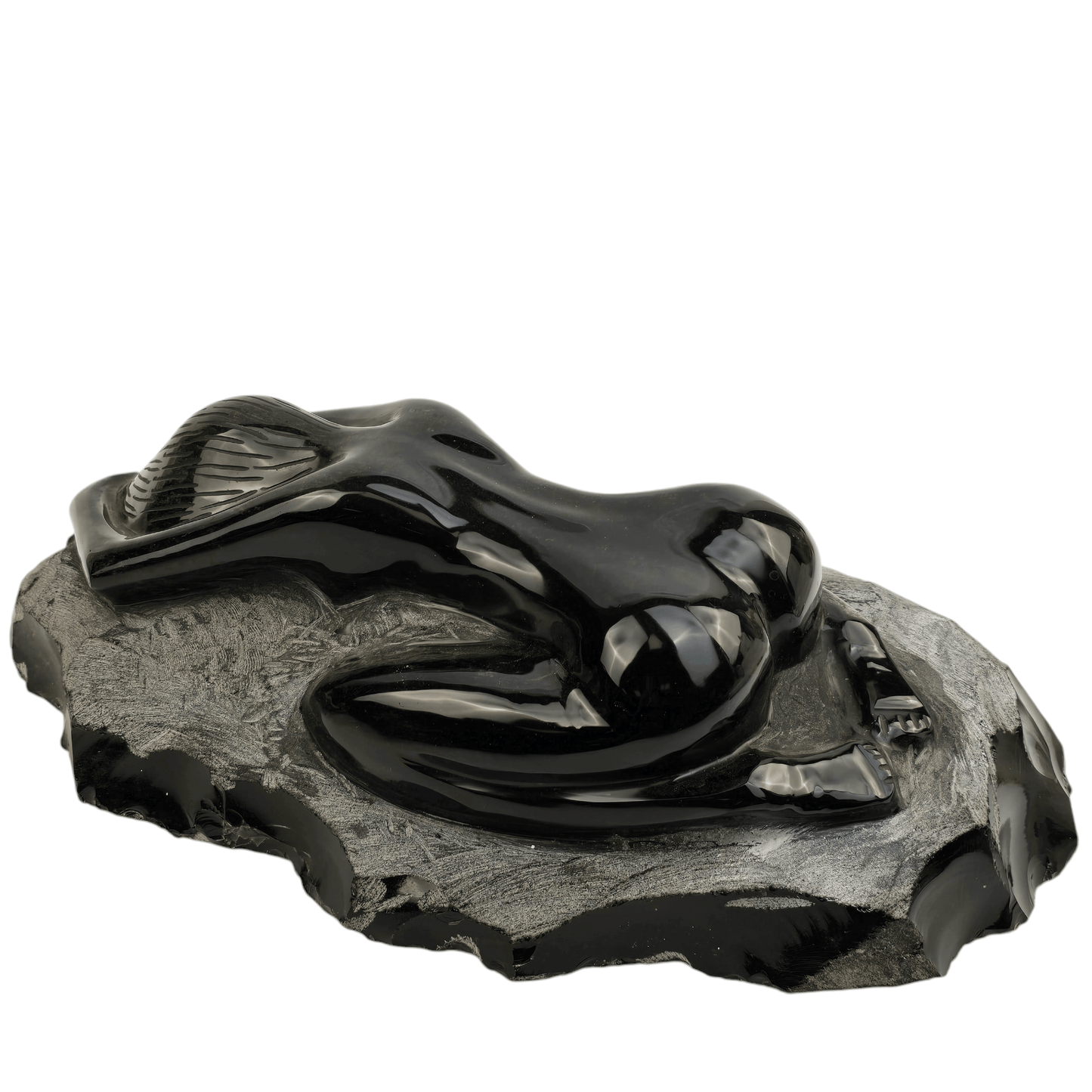 Silver Sheen Obsidian Yoga Goddess Crystal Sculpture - Child's Pose - One-of-a-Kind side view