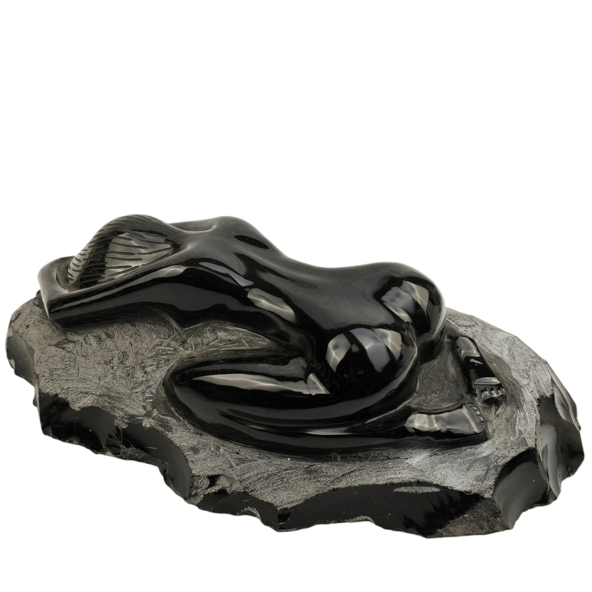 Silver Sheen Obsidian Yoga Goddess Crystal Sculpture - Child's Pose - One-of-a-Kind side view