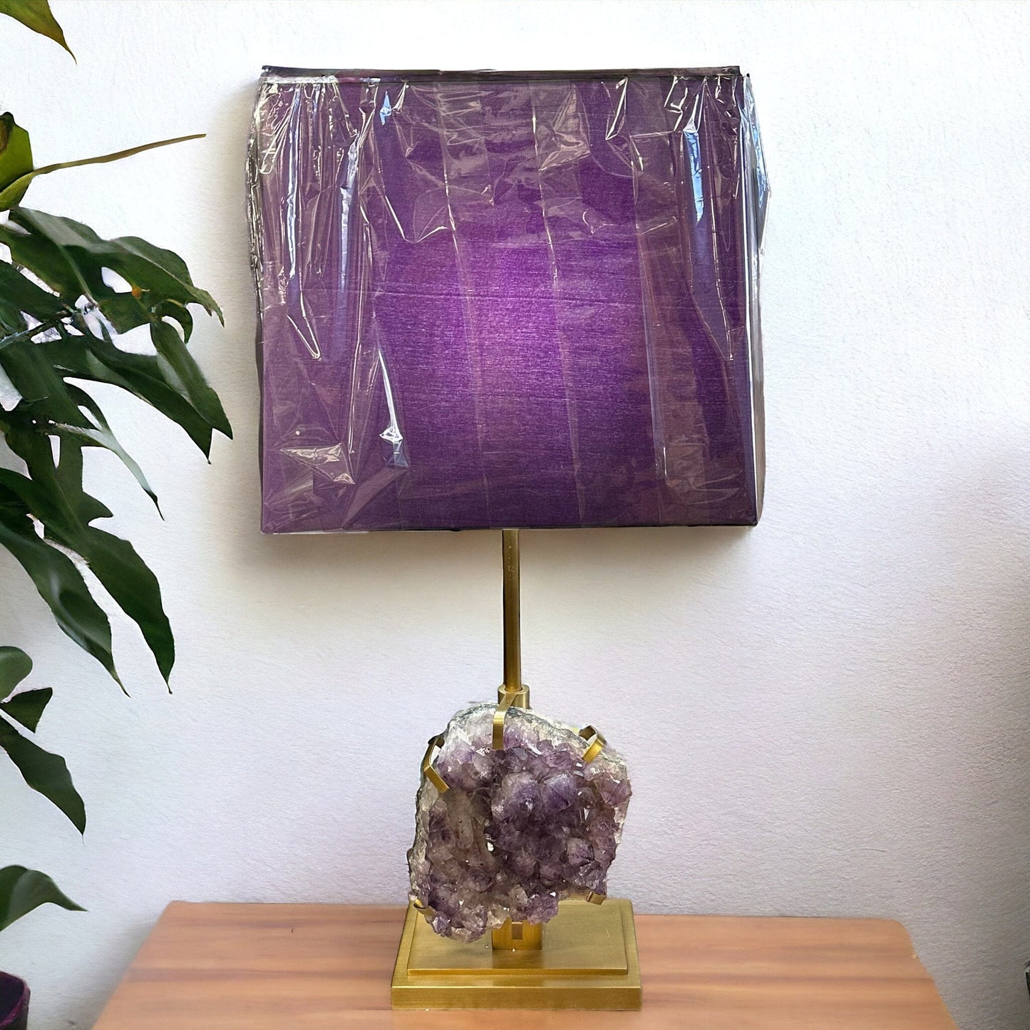 Amethyst Crystal Cluster Lamp displayed as home decor 