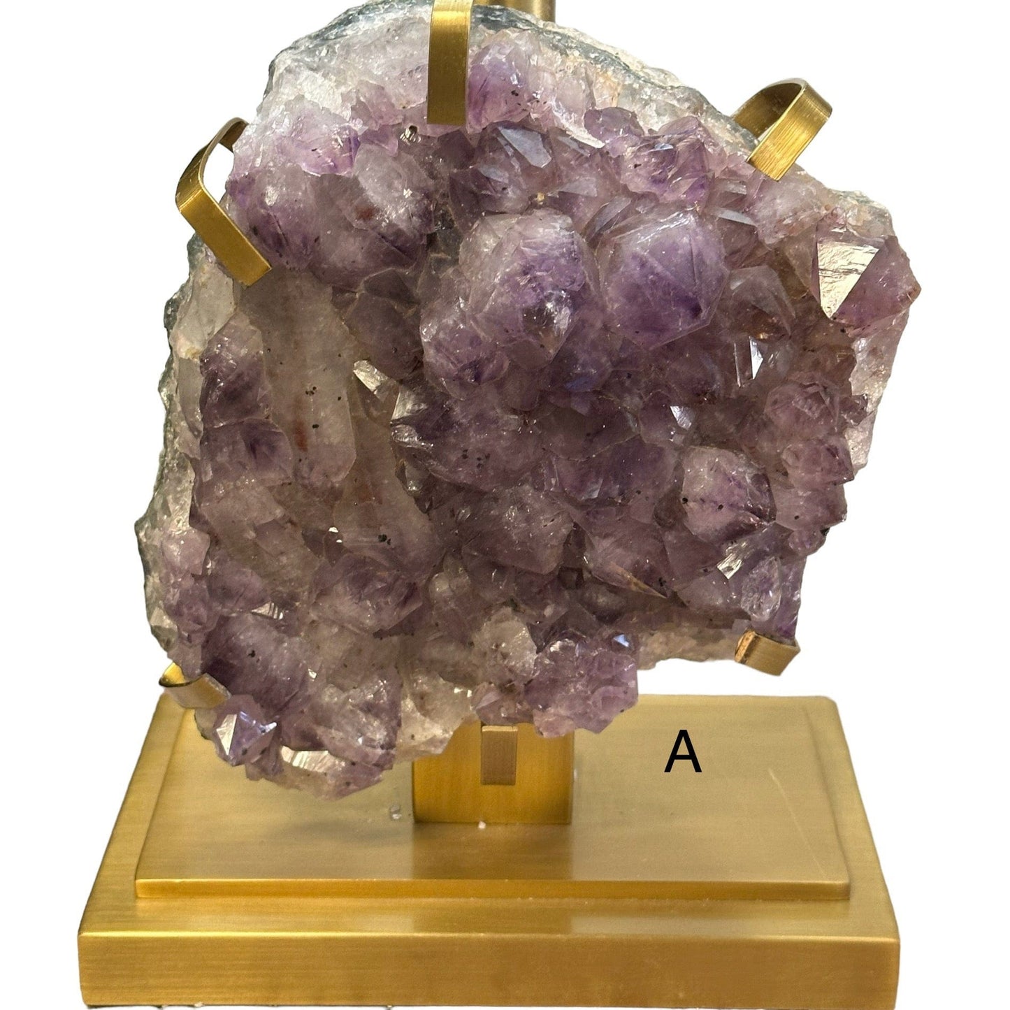 close up of the amethyst crystal cluster on option A