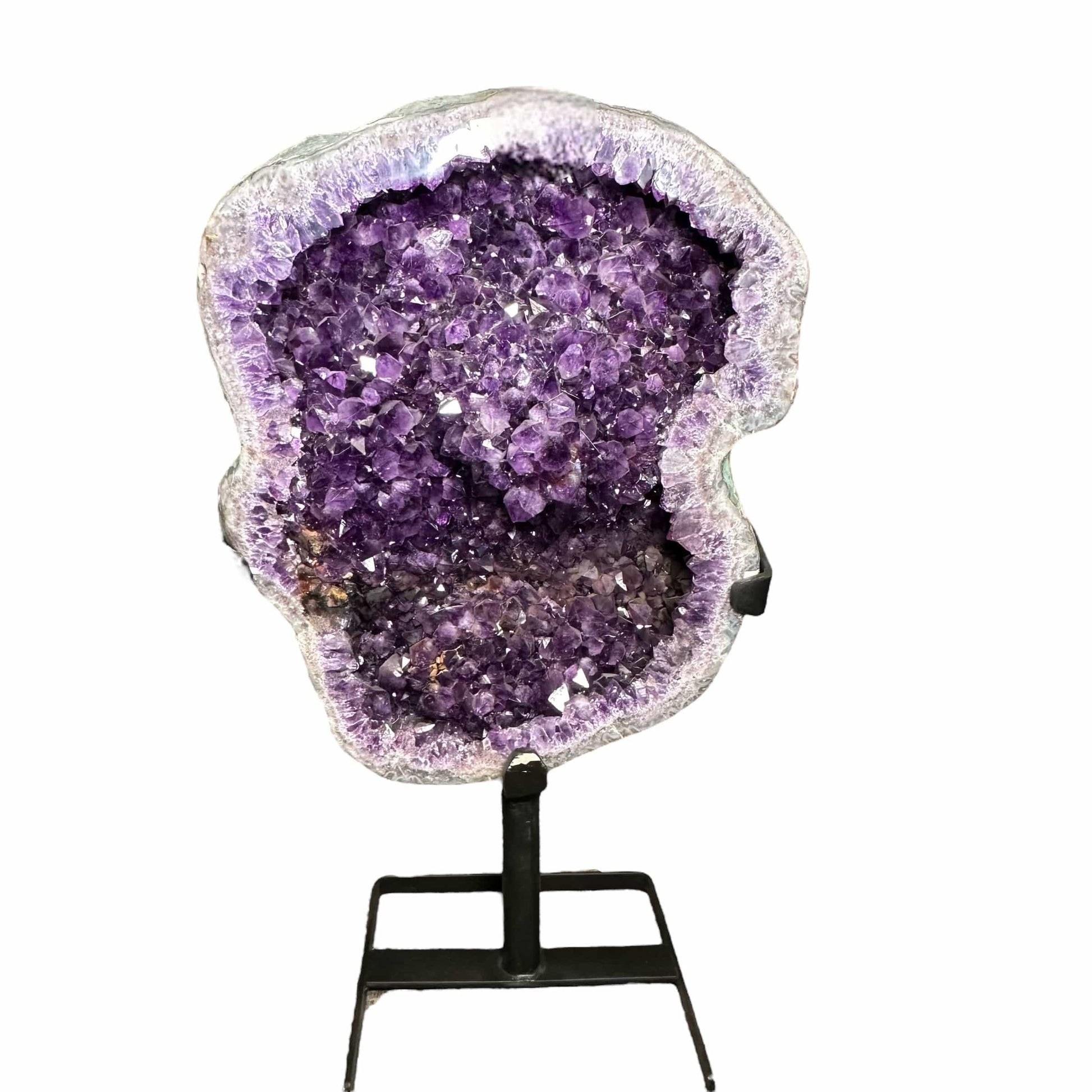 Amethyst Cluster on Rotating Metal Stand - Large Crystal Decor