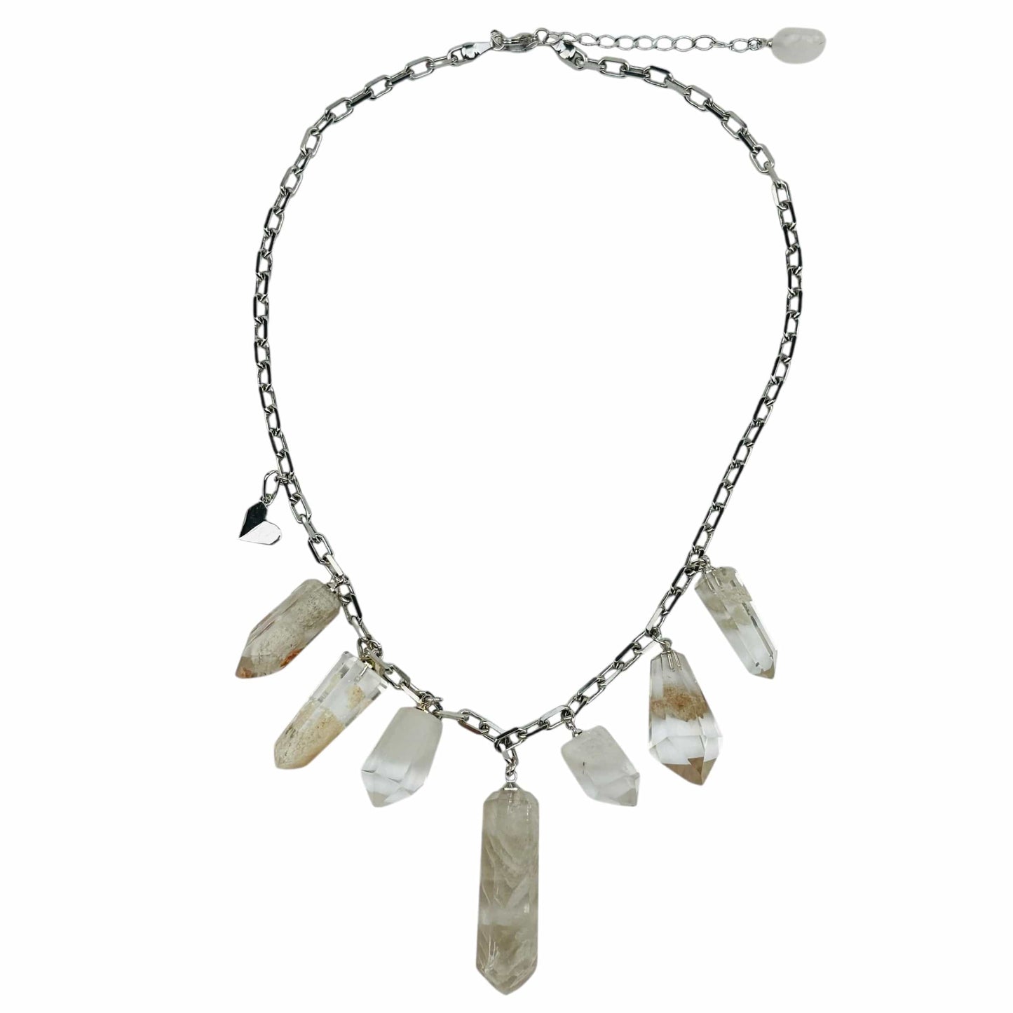 lodolite charm crystal necklace comes with a heart charm