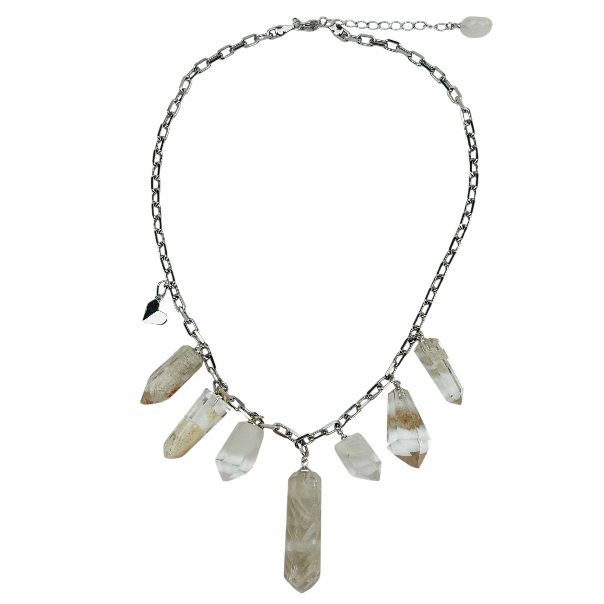 lodolite charm crystal necklace comes with a heart charm