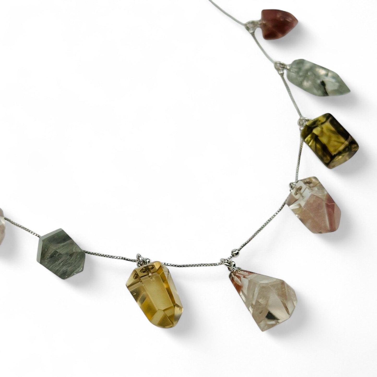 close up of the details on the crystal charms 