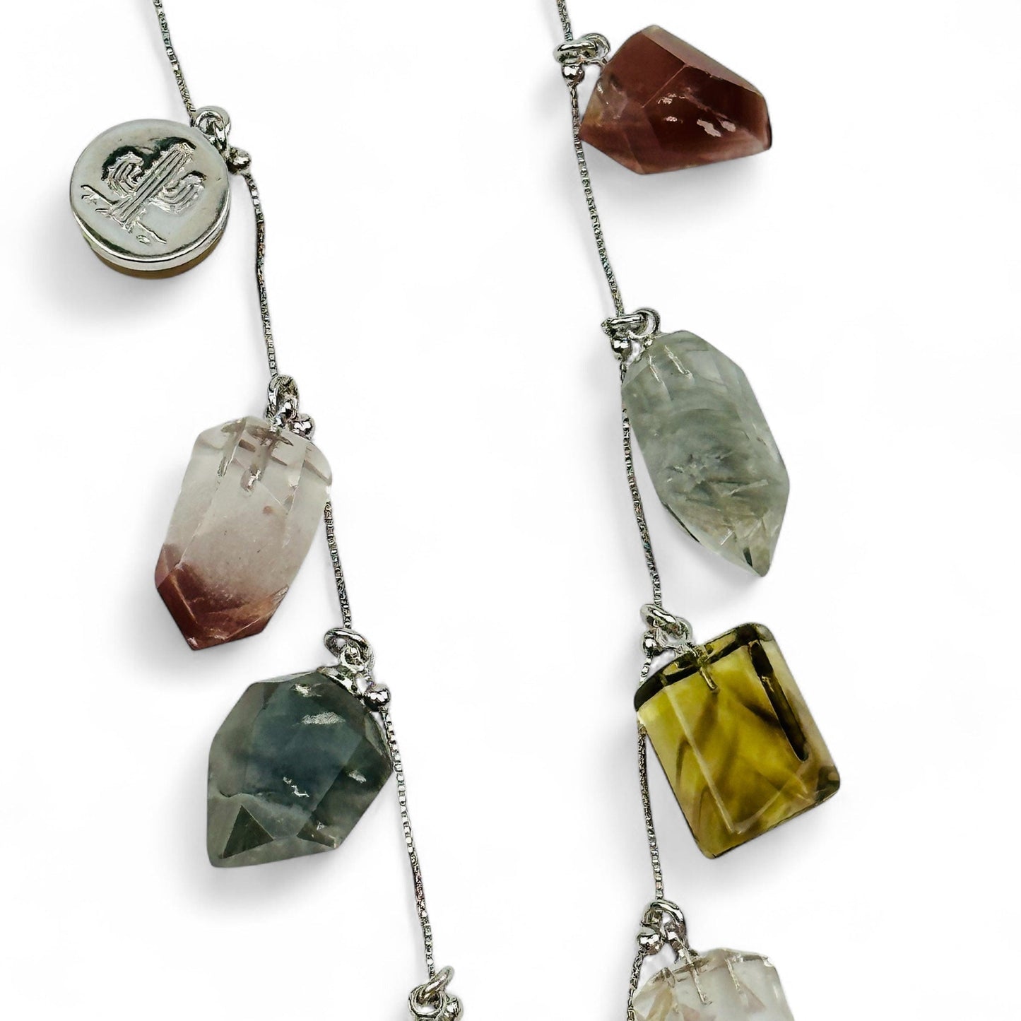 close up of the lodolite gemstone charms 