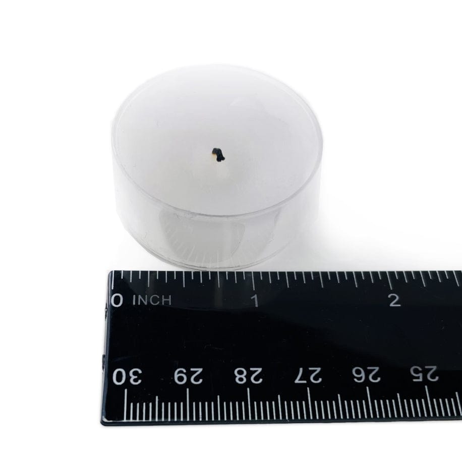 tealight with ruler for size reference