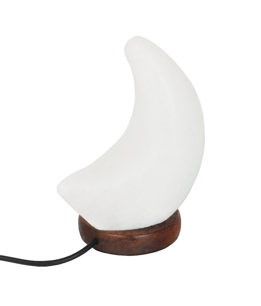 Moon shaped Himalayan Salt Lamp in white