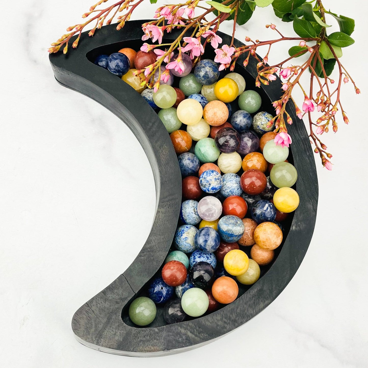 Chakra Sphere Sets in a moon holder