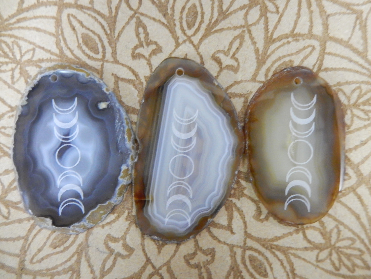 Picture of 3 of our natural agate slices.