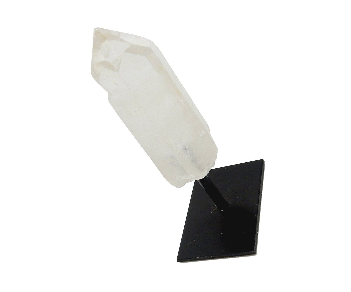 Crystal Quartz Point in Metal Base on white background