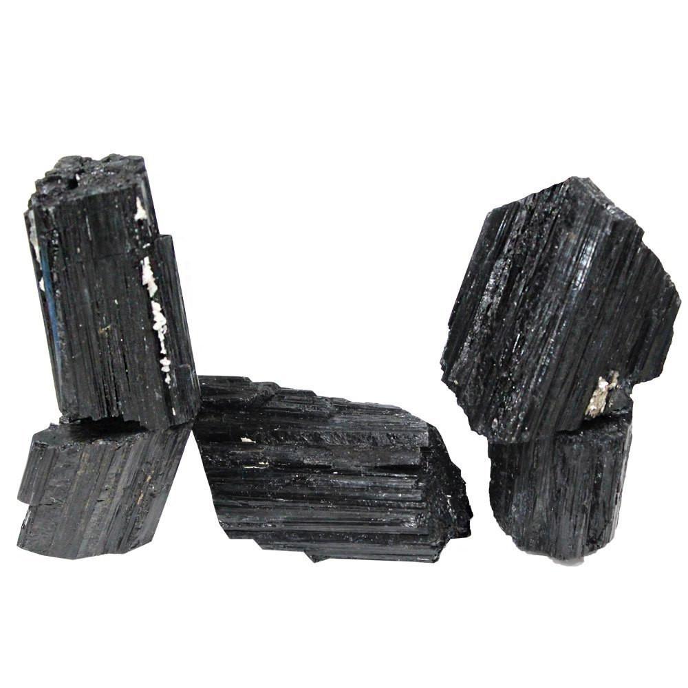 Black Tourmaline Chunk- Large  - 5 pieces on a table