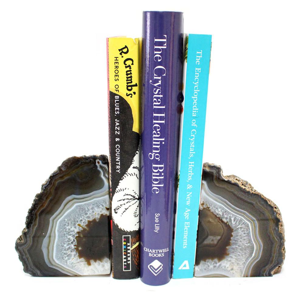 Natural Agate Bookend Pair - 1 to 3 lb - Geode Bookend with books  in between