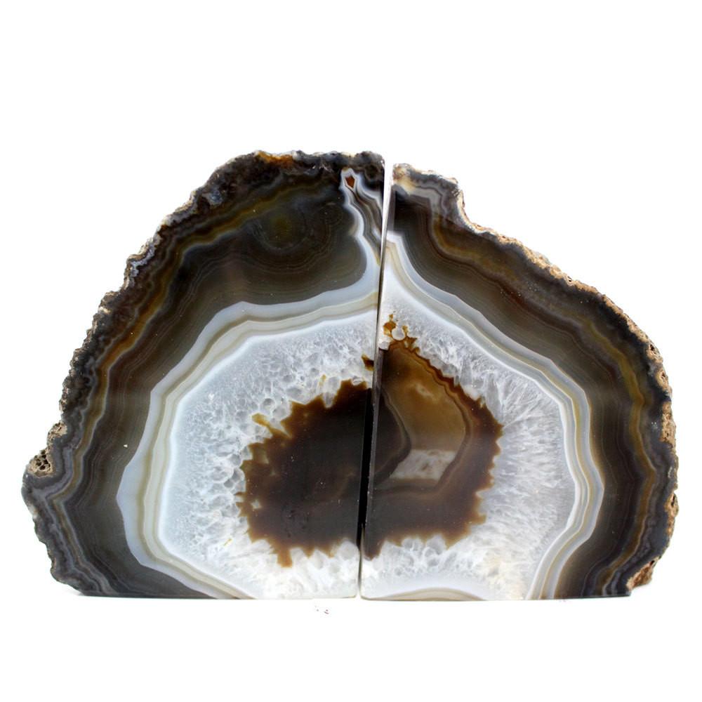 Natural Agate Bookend Pair - 1 to 3 lb - Geode Bookend
