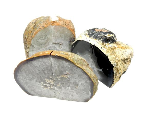 Natural Agate Bookend Pair - 9 to 12 lb - 3 in group