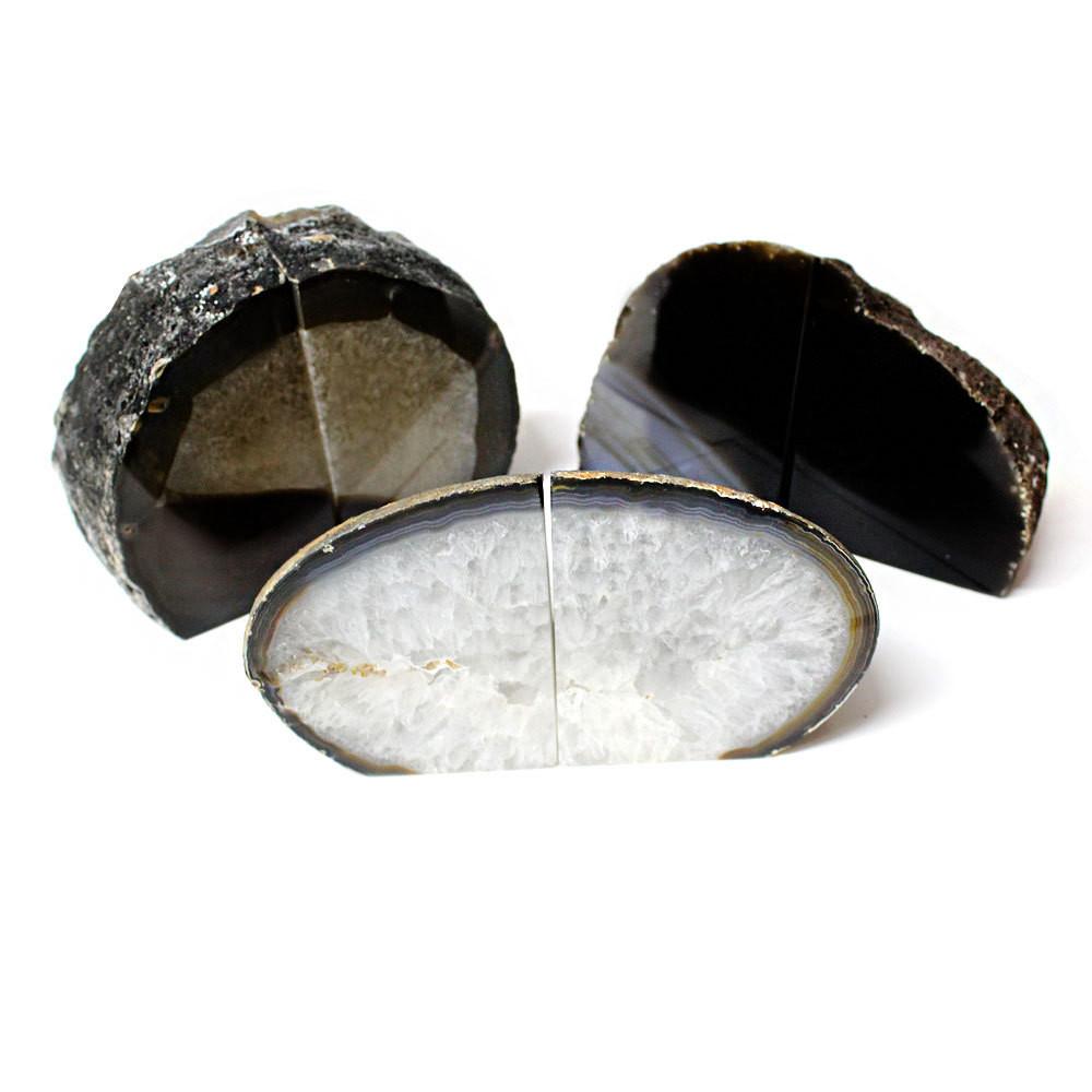 black agate bookends  - 3 on a table