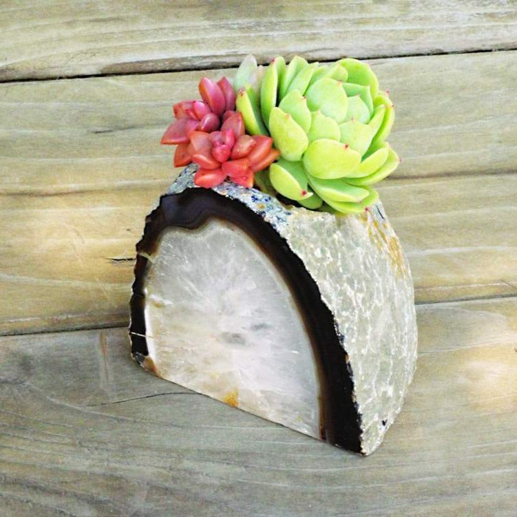 Front facing Agate Candle Holder holder decor in naural color