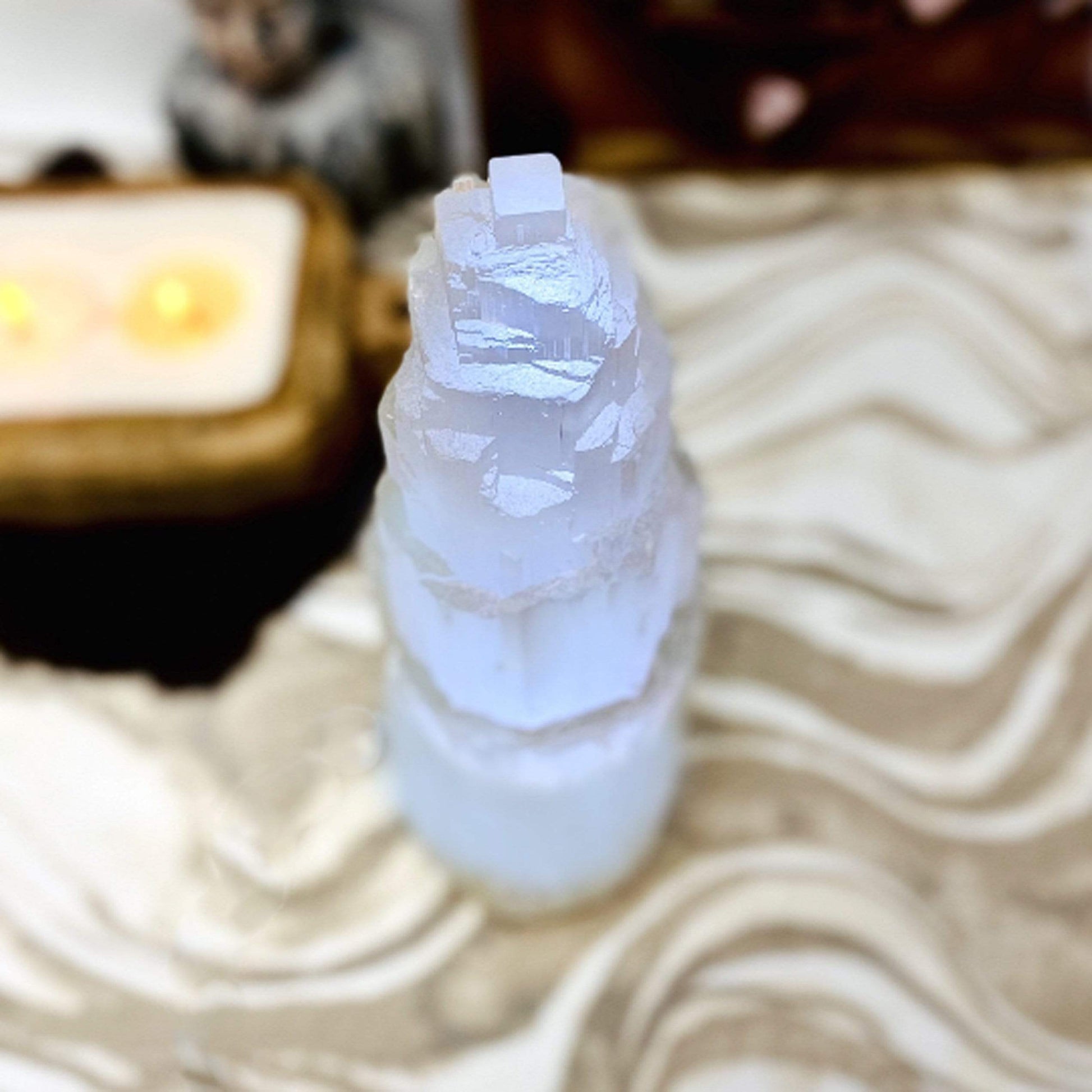 overhead view of the selenite lamp
