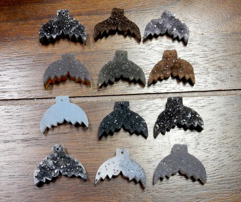 druzy mermaid tails in 4 rows