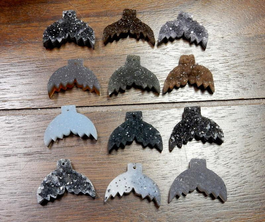 druzy mermaid tails in 4 rows