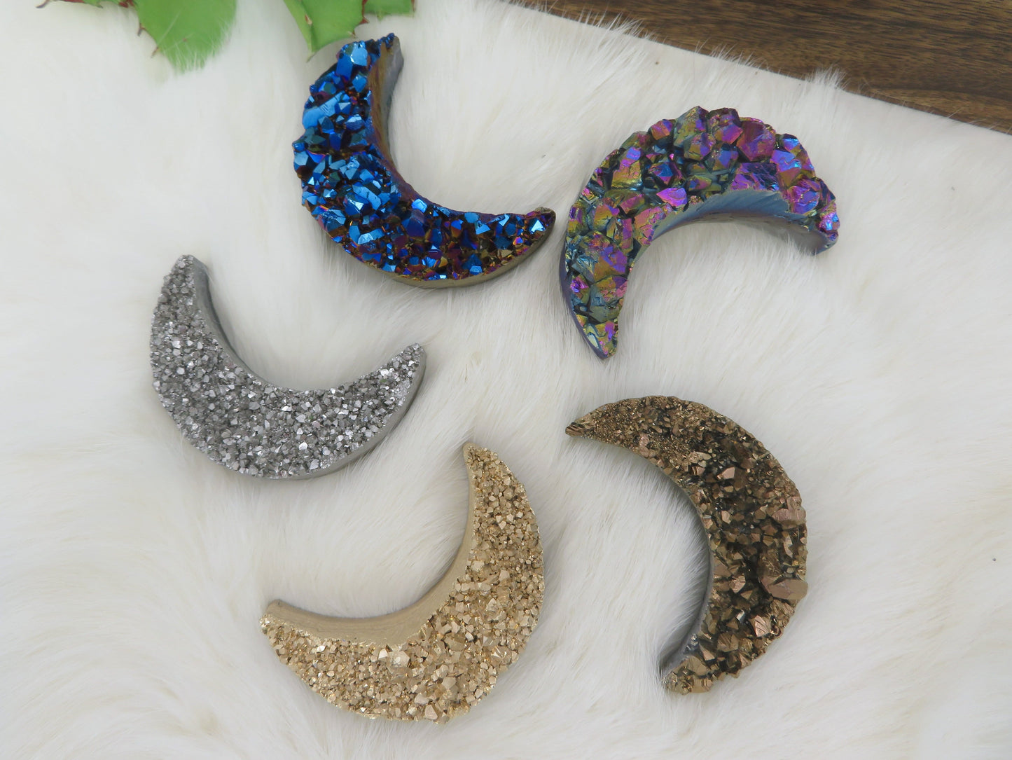 Titanium Druzy Stone Moons in a circle all the available colors