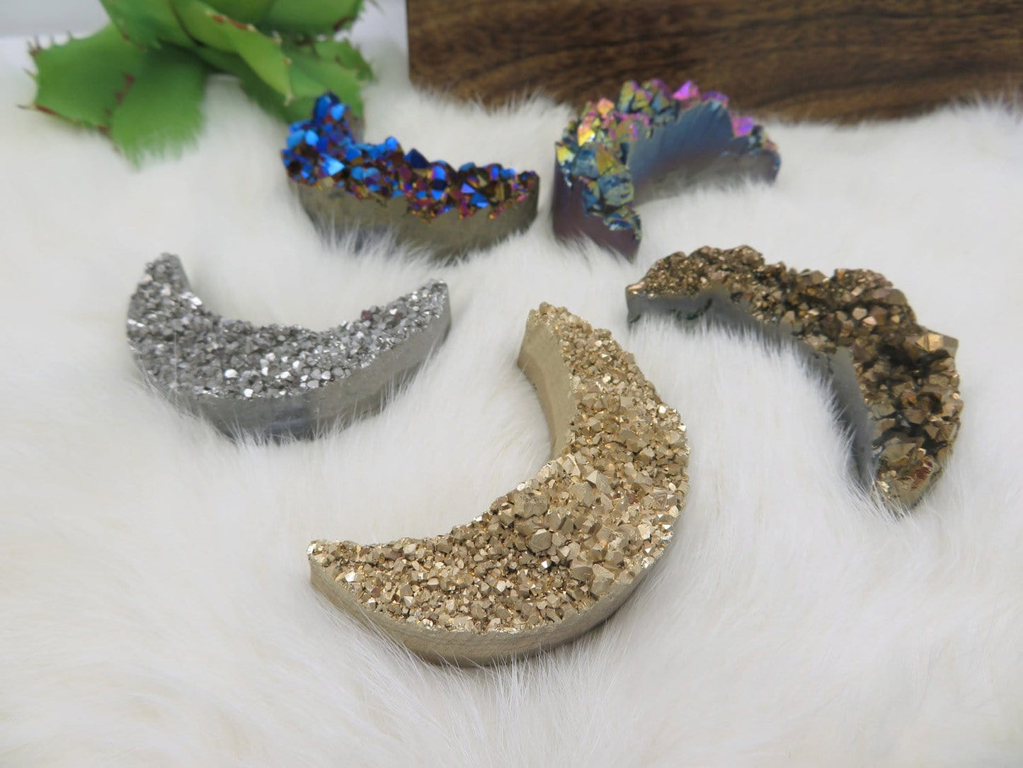 Titanium Druzy Stone Moons in a circle all the available colors