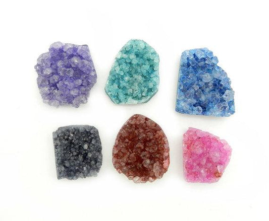 druzy cabochons with decorations in the background