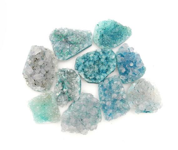 druzy cabochons with decorations in the background