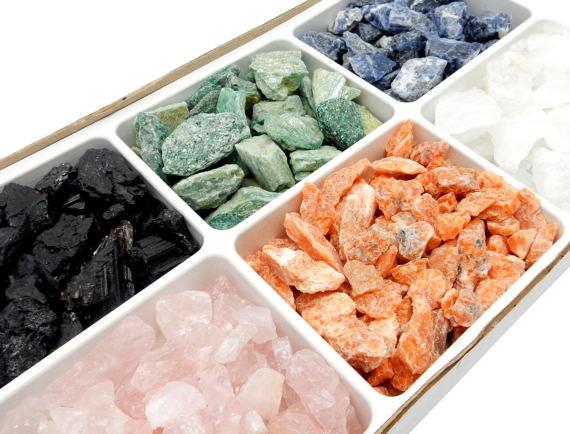 Up close shot of Rough Stone Mixed Set Crystals