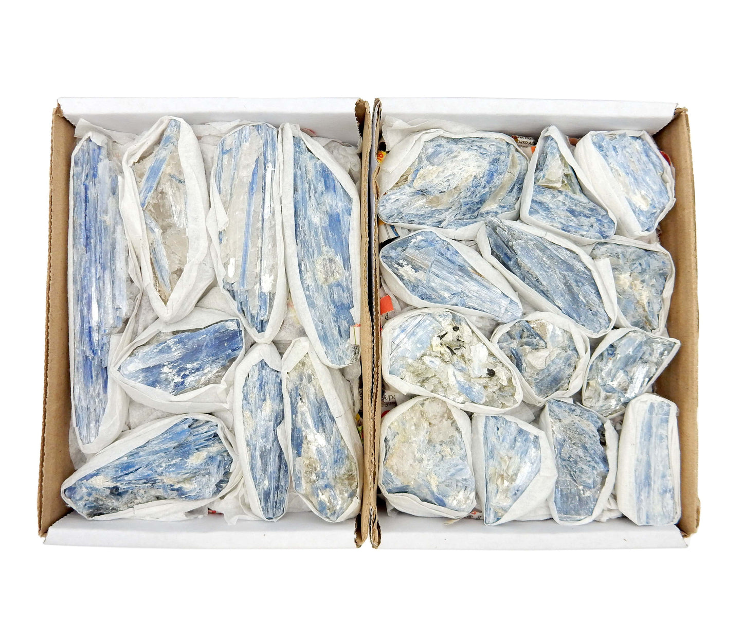 Aerial view of 2 Blue Kyanite Blade Flat Boxes placed side by side.