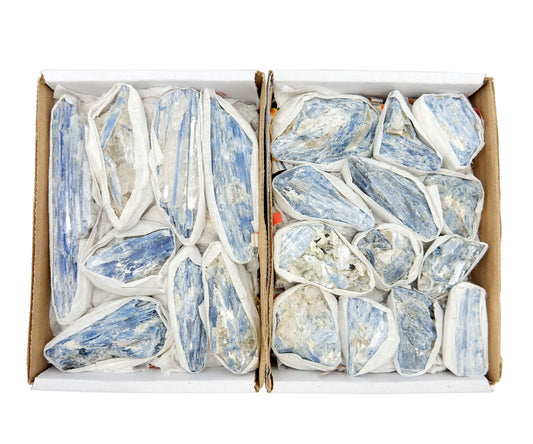 Aerial view of 2 Blue Kyanite Blade Flat Boxes placed side by side.
