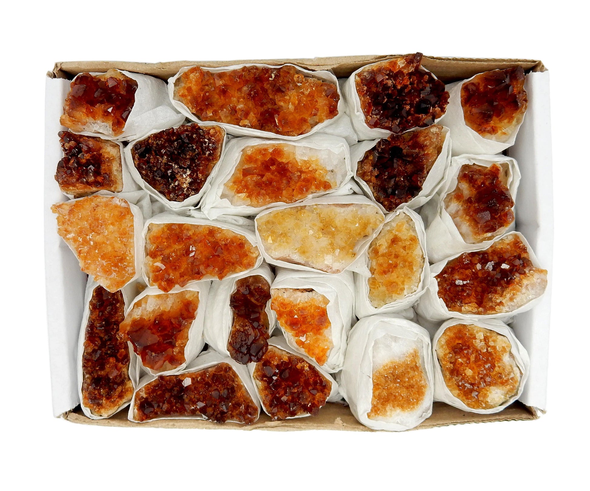 Citrine Cluster Flat Box up close showing all the shades of gold