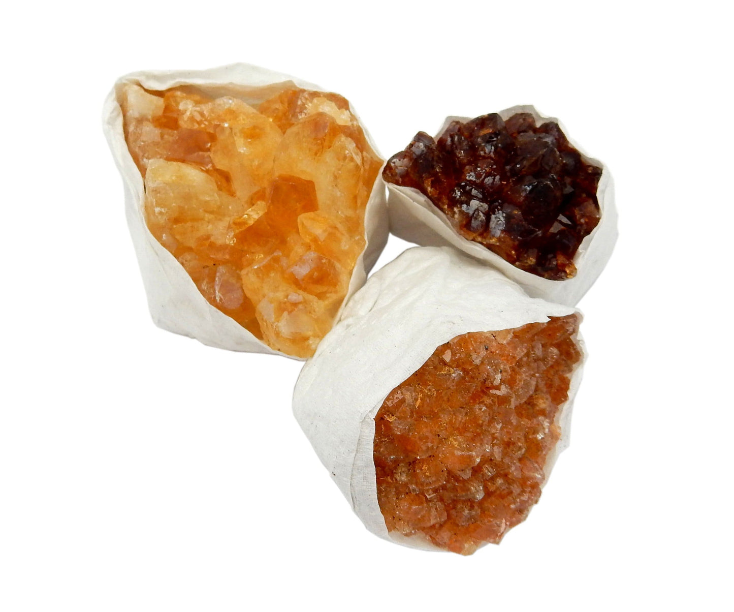 3 pieces Citrine Clusters in different shades
