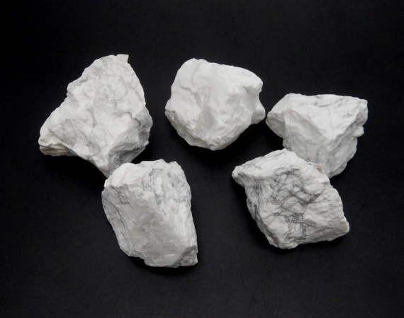 5 howlite chunks on black background