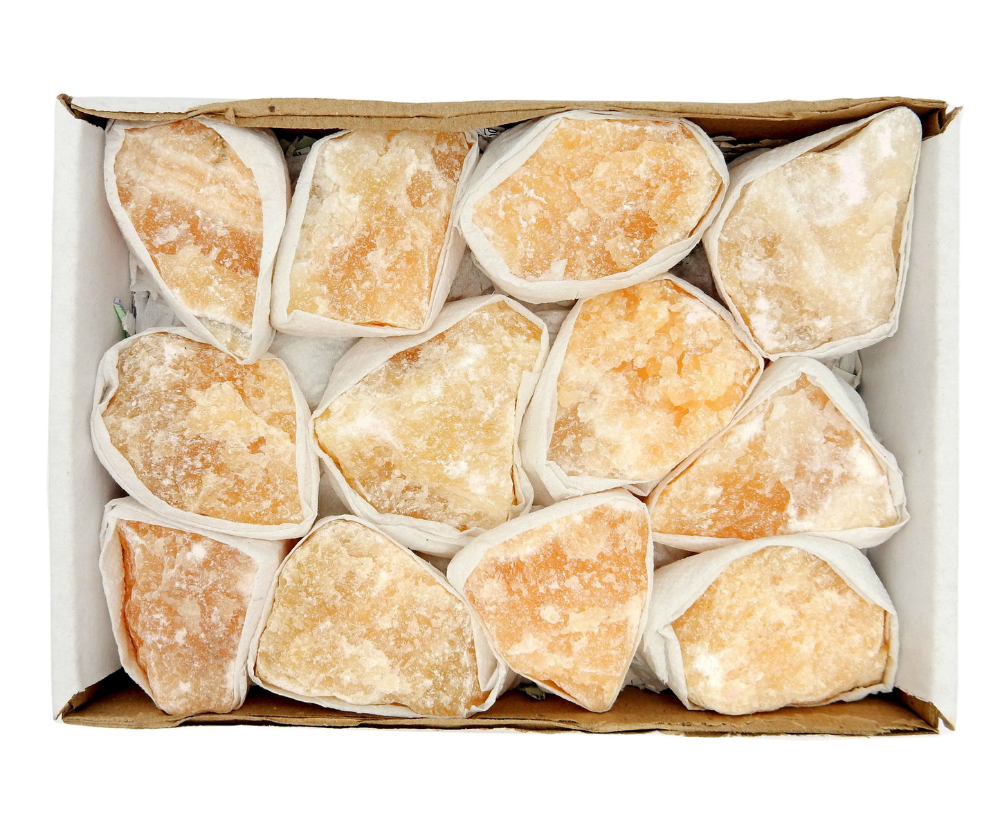 close up of Flat Boxes - Orange Calcite Flat Box - Approx. 12 Piece Box 