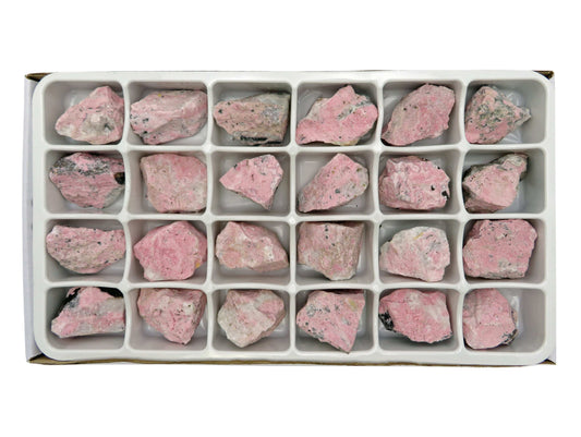 Box of Rhodonite Chunks on white background