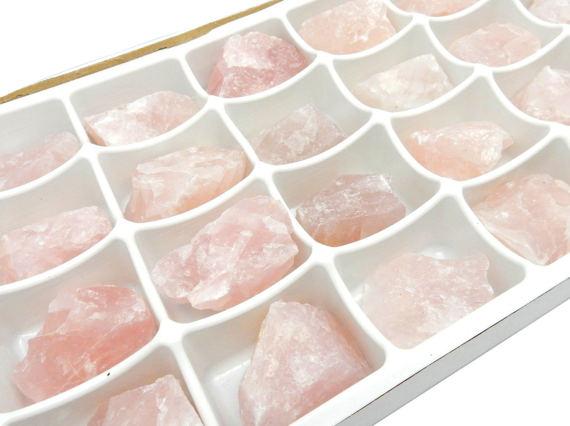 Up close shot of box of rose quartz