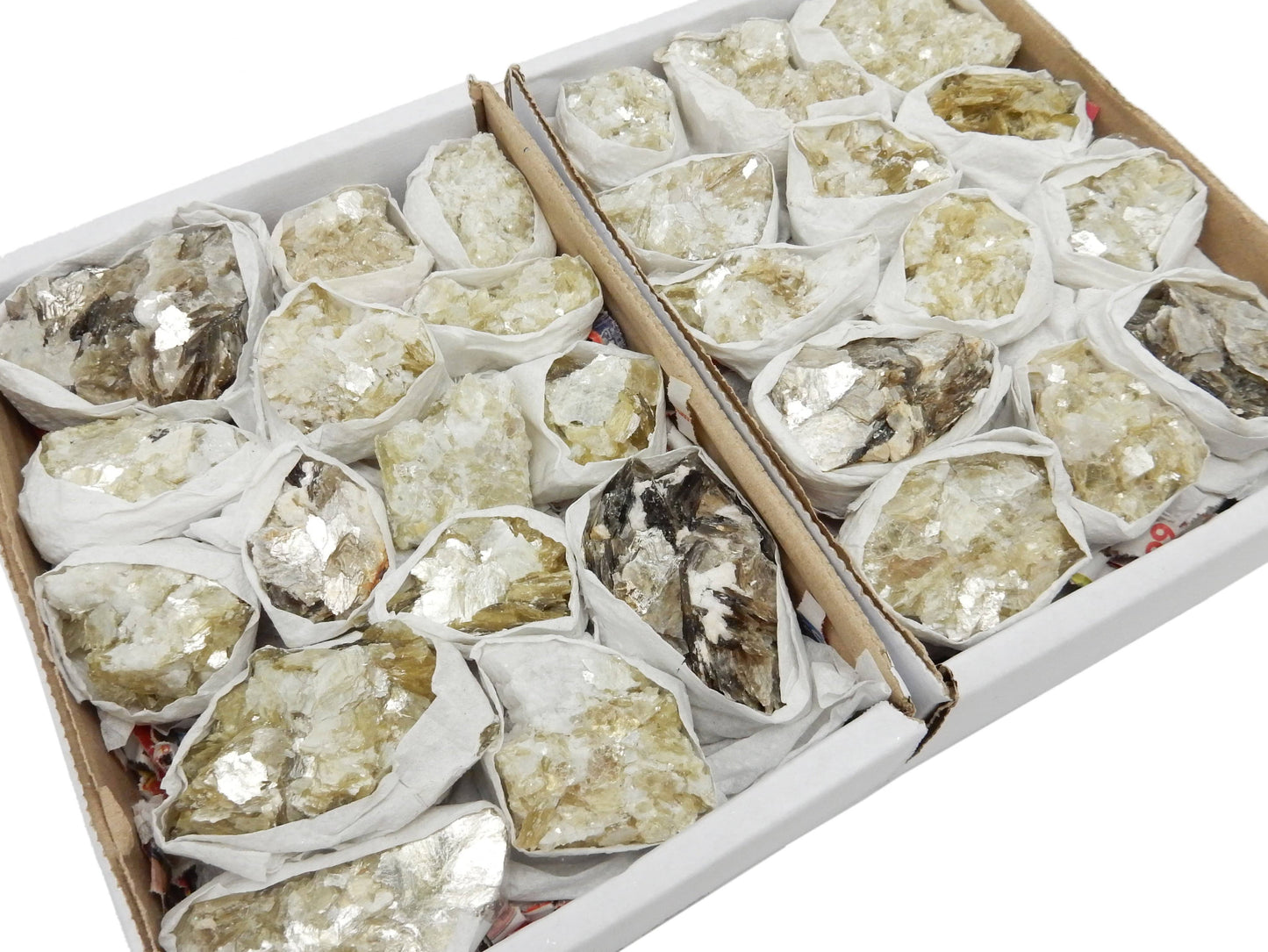 star mica cluster boxes on white background