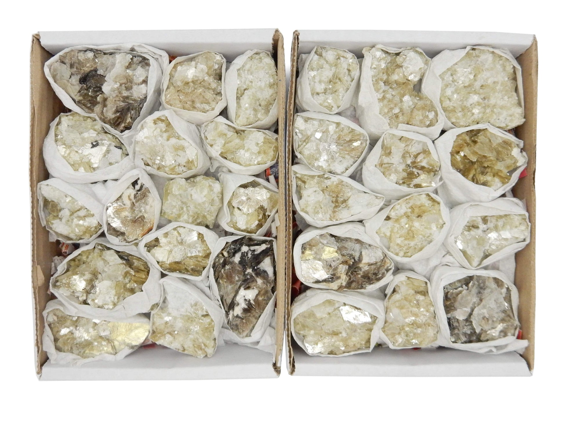 star mica cluster boxes on white background
