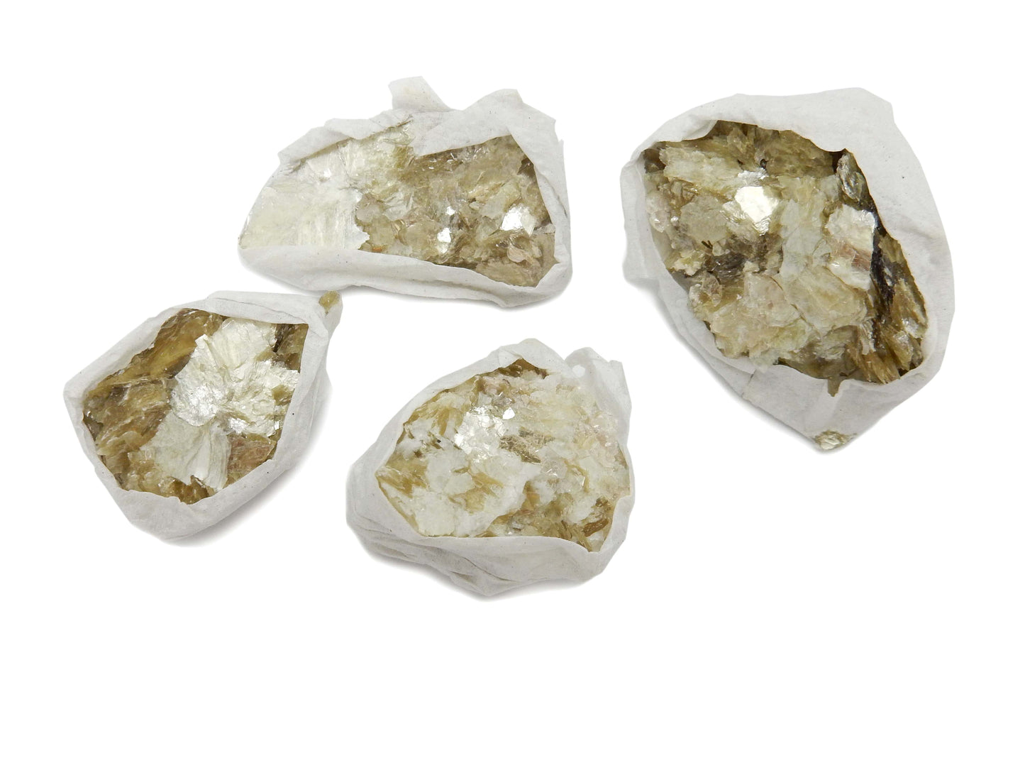 up close shot of star mica clusters on white background