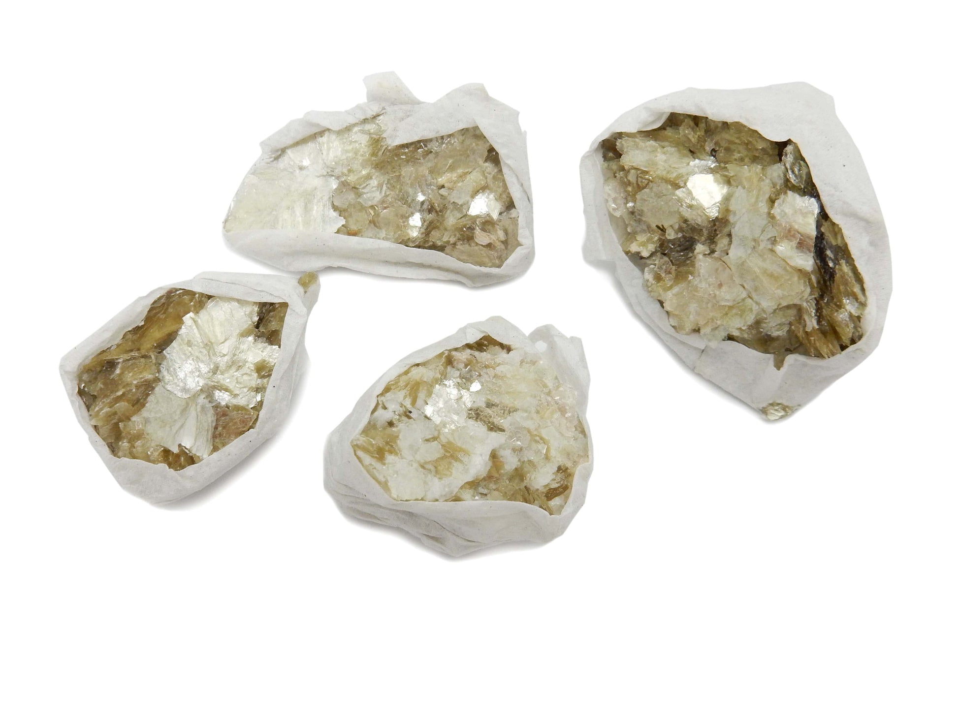 up close shot of star mica clusters on white background