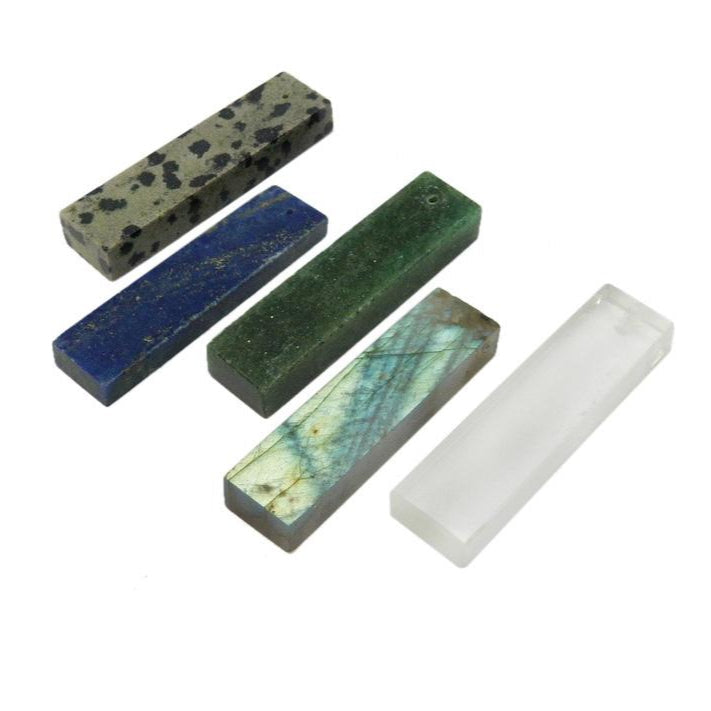 gemstone bar beads top center drilled hole displayed side view for thickness reference
